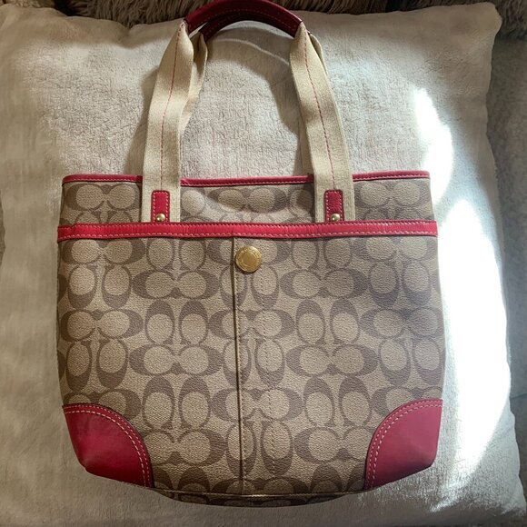 Coach Pink and Tan Bag - Picture 3 of 5